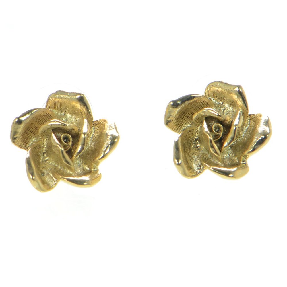 OSCAR DE LA RENTA Metallic Rose Stud Earrings